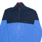 TOMMY HILFIGER Mens Jumper Blue 1/4 Zip Tight Knit M