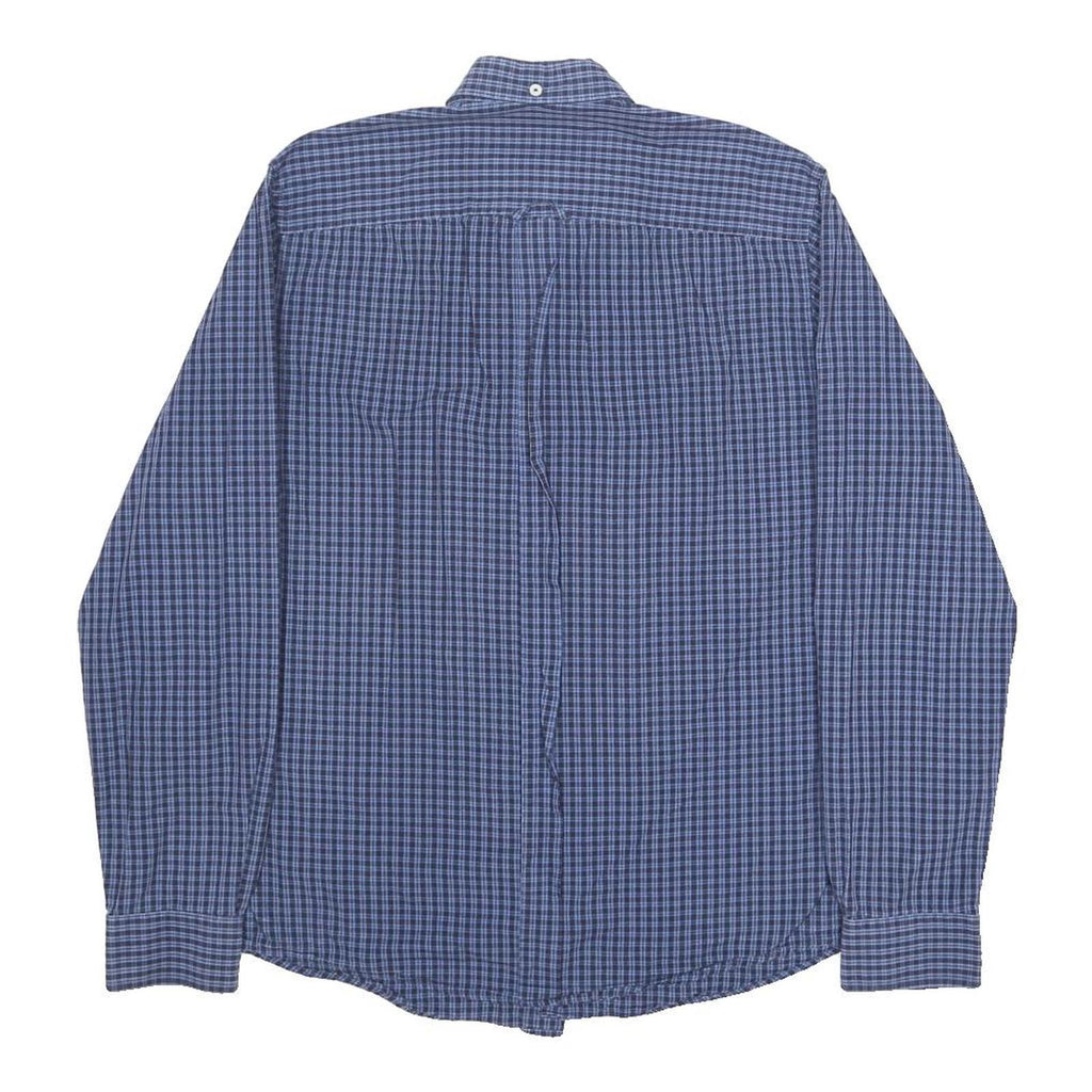 BEN SHERMAN Mens Blue Check Shirt S Button-Down Collar Long Sleeve Cotton