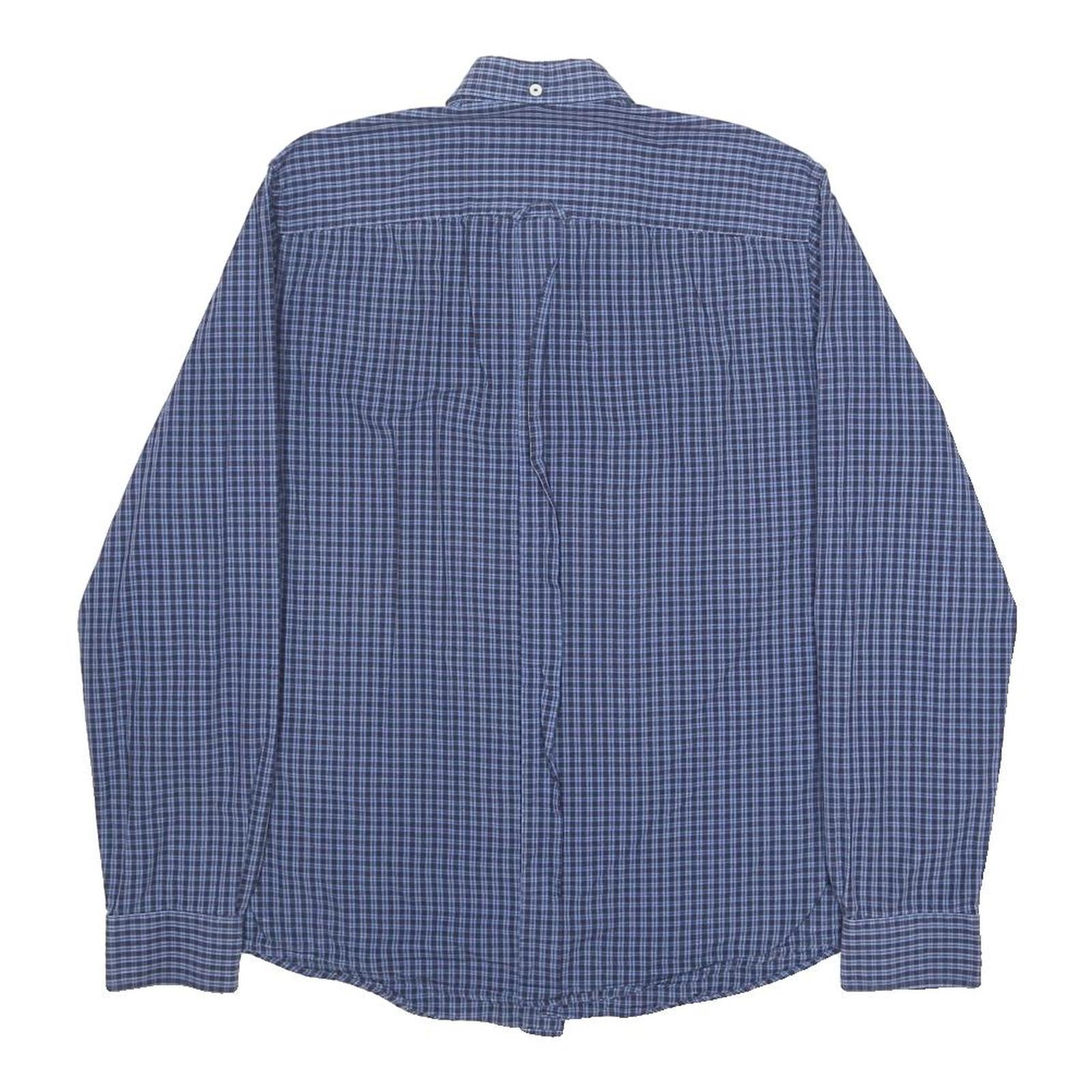 BEN SHERMAN Mens Blue Check Shirt S Button-Down Collar Long Sleeve Cotton