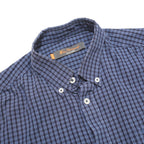 BEN SHERMAN Mens Blue Check Shirt S Button-Down Collar Long Sleeve Cotton