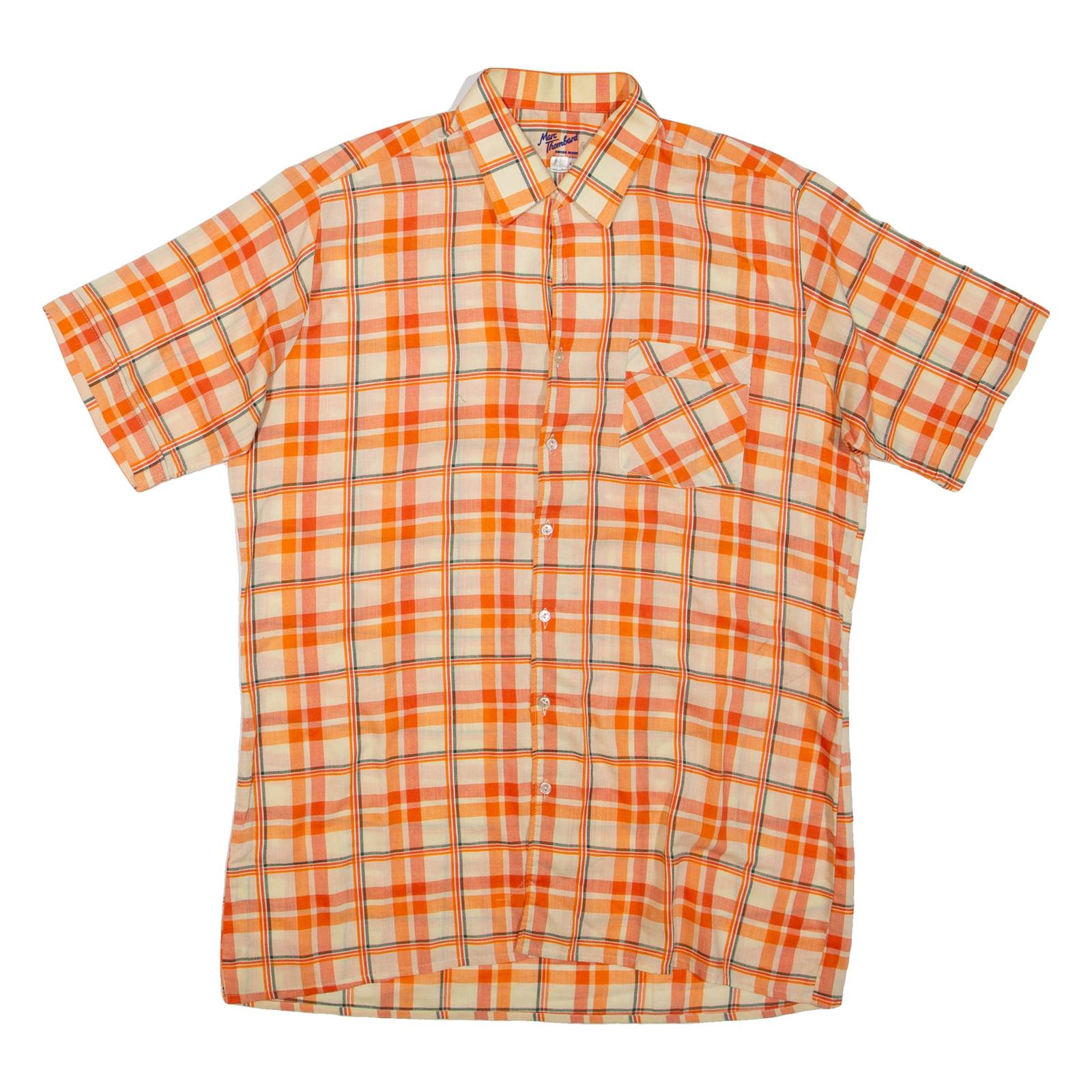 MARC THOMBARD Mens Shirt Orange Check L