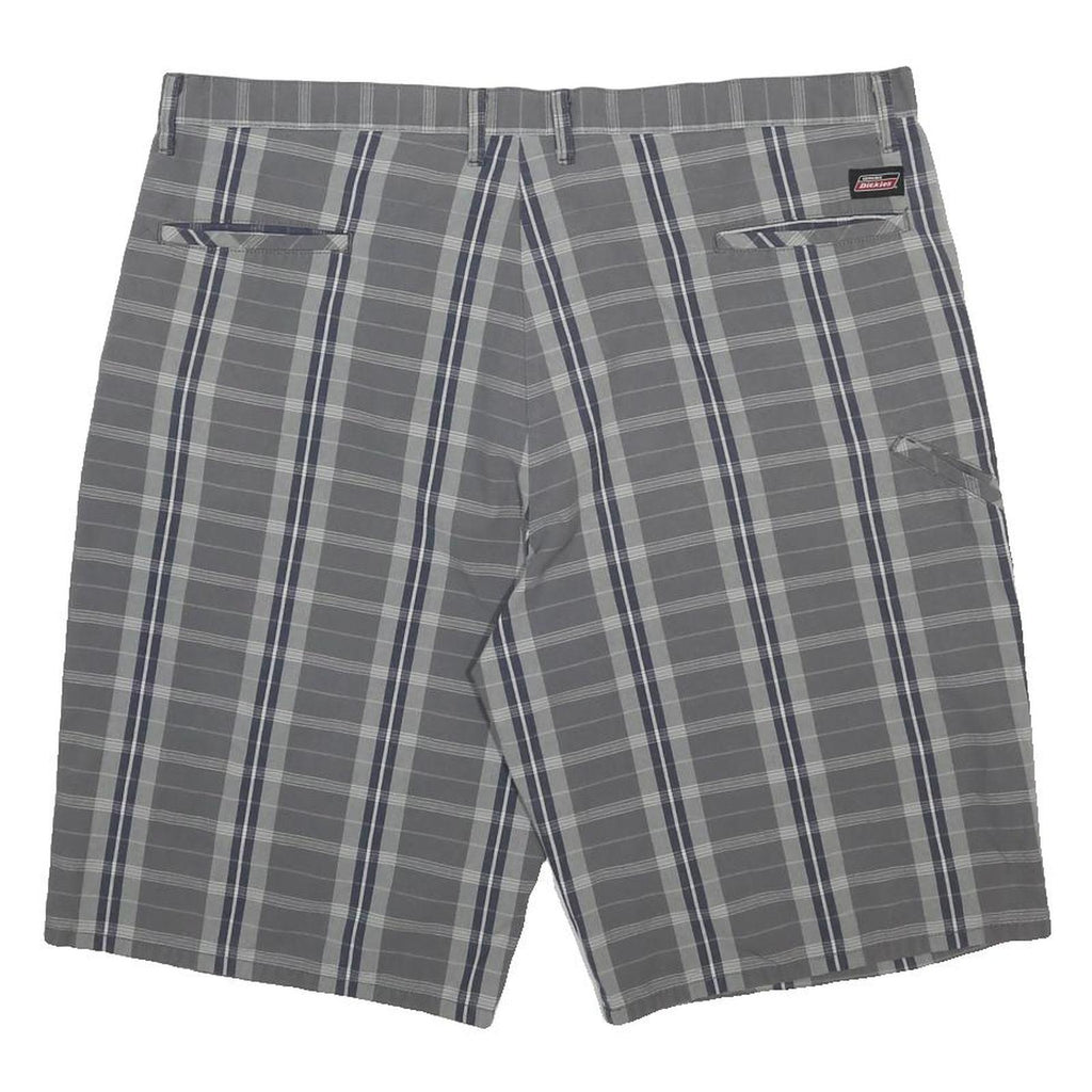 DICKIES Mens Grey Check Casual Shorts 2XL W42 Cotton Blend Button Closure