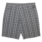 DICKIES Mens Grey Check Casual Shorts 2XL W42 Cotton Blend Button Closure