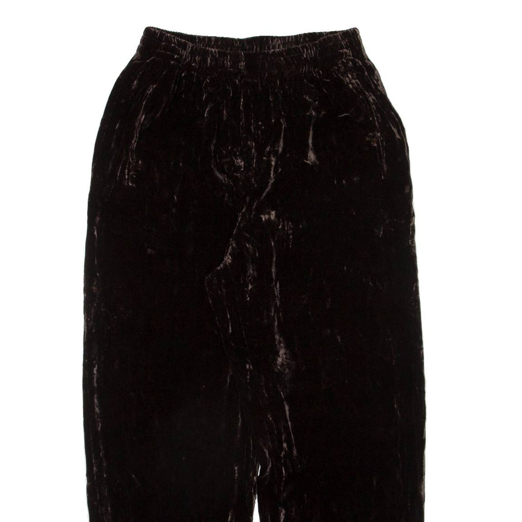 DANA BUCHMAN Womens Velvet Trousers Brown Relaxed Straight Silk W23 L24
