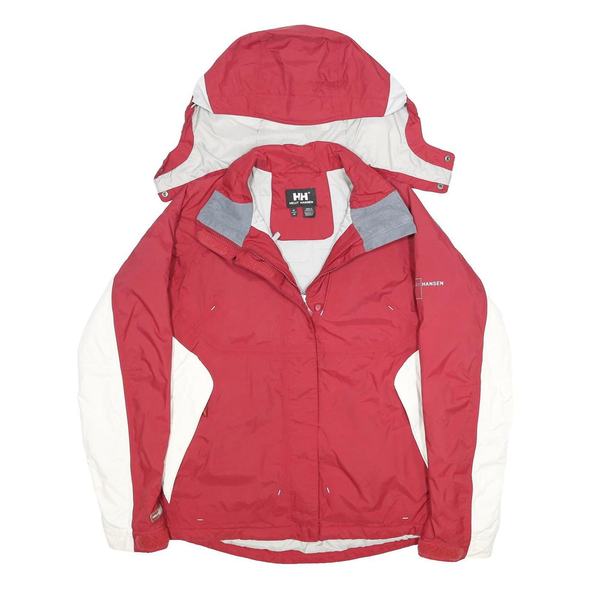 HELLY HANSEN Womens Red & Cream Outdoor Jacket M Nylon Zip Hooded