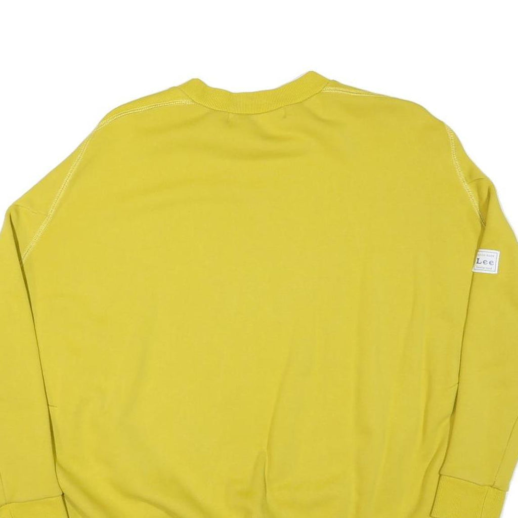 LEE Womens Yellow Cotton Blend Sweatshirt L Crew Neck Casual Pullover