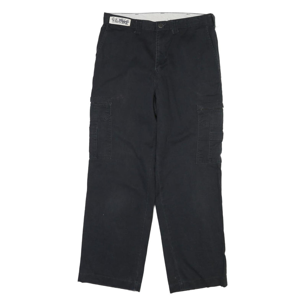 DICKIES Mens Black Cotton Blend Regular Fit Button Closure Trousers W34 L31