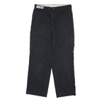 DICKIES Mens Black Cotton Blend Regular Fit Button Closure Trousers W34 L31
