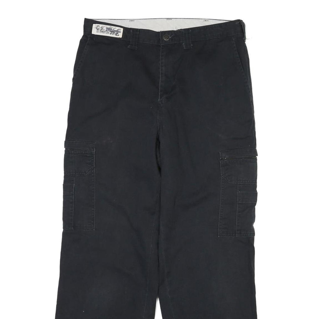 DICKIES Mens Black Cotton Blend Regular Fit Button Closure Trousers W34 L31