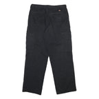 DICKIES Mens Black Cotton Blend Regular Fit Button Closure Trousers W34 L31