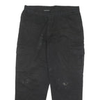DICKIES Mens Black Cotton Blend Relaxed Cargo Trousers W36 L30 Workwear Durable