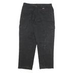 DICKIES Mens Black Cotton Blend Relaxed Cargo Trousers W36 L30 Workwear Durable