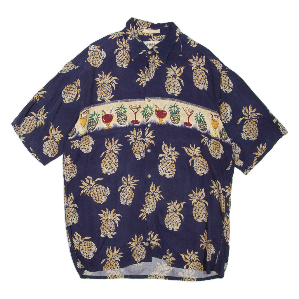CAMPIA Pineapple Mens Hawaiian Shirt Blue L