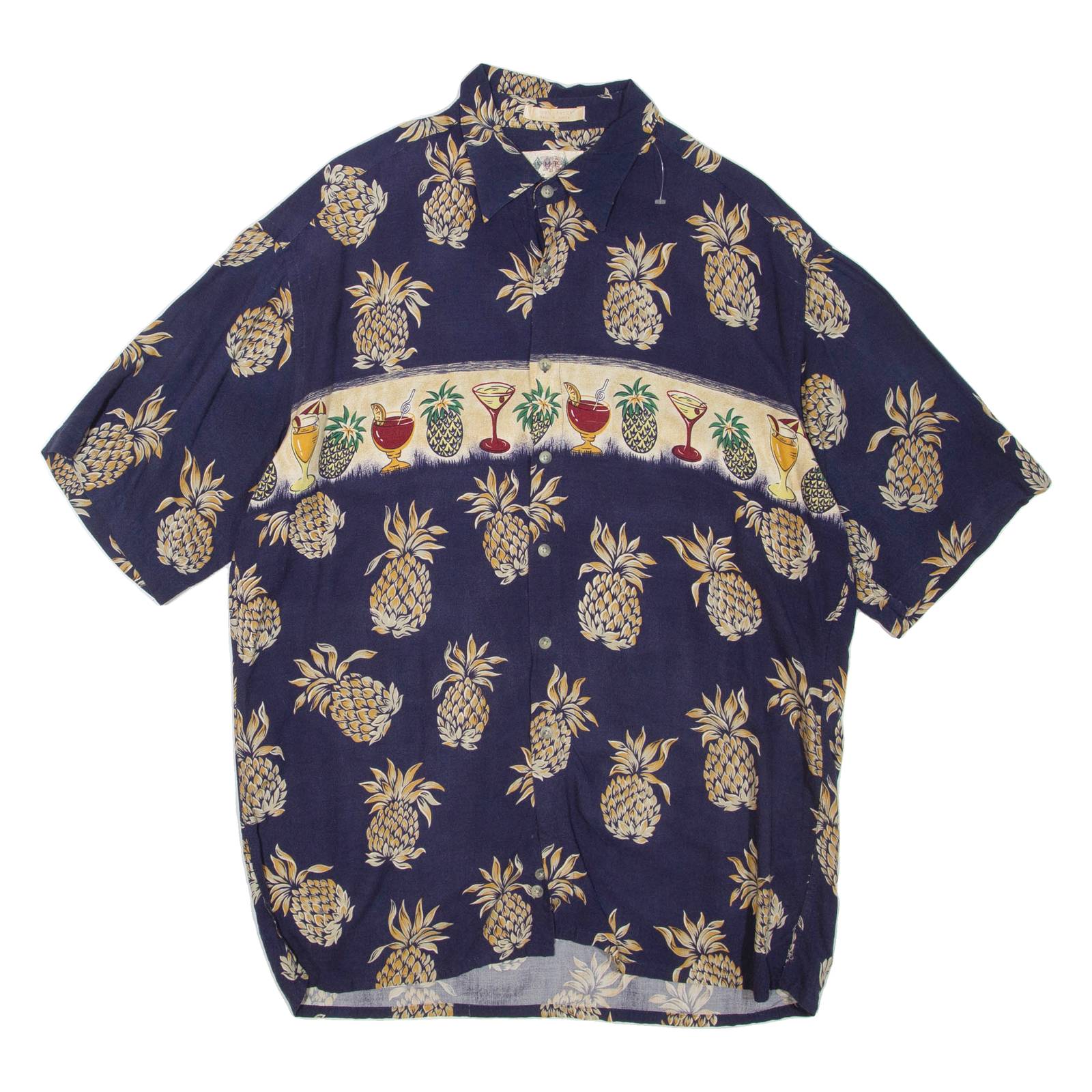 CAMPIA Pineapple Mens Hawaiian Shirt Blue L