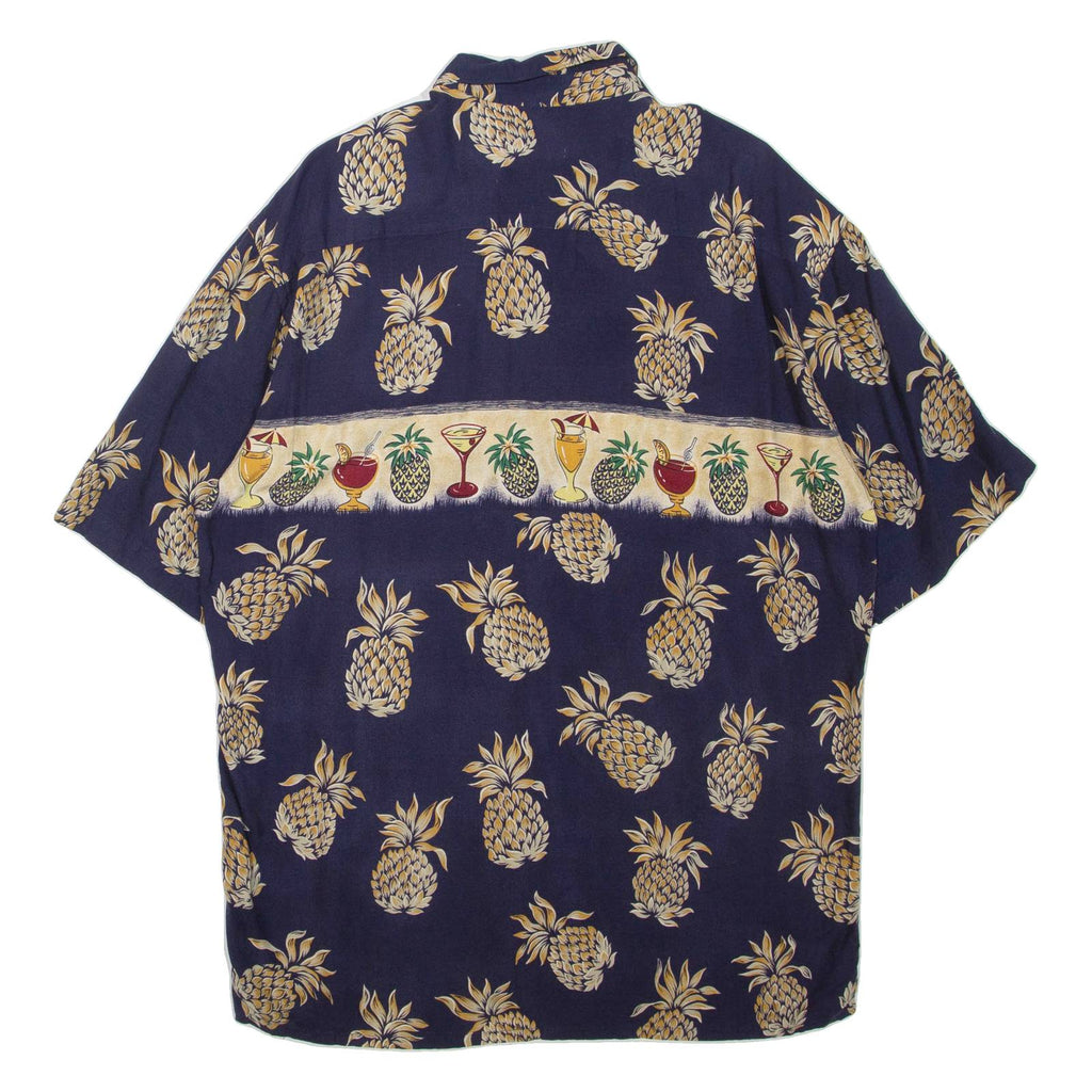 CAMPIA Pineapple Mens Hawaiian Shirt Blue L