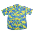 ROUNDY BAY Mens Blue & Yellow Hawaiian Shirt M Summer Vacation Beach Casual