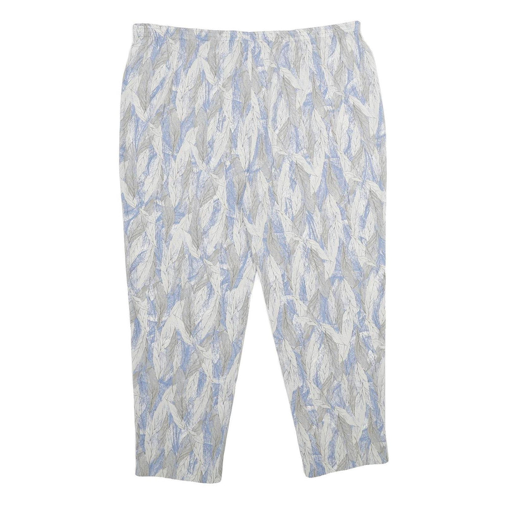 Womens Relaxed White & Light Blue Printed Casual Trousers W38 L27