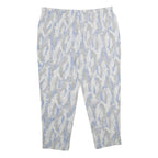 Womens Relaxed White & Light Blue Printed Casual Trousers W38 L27
