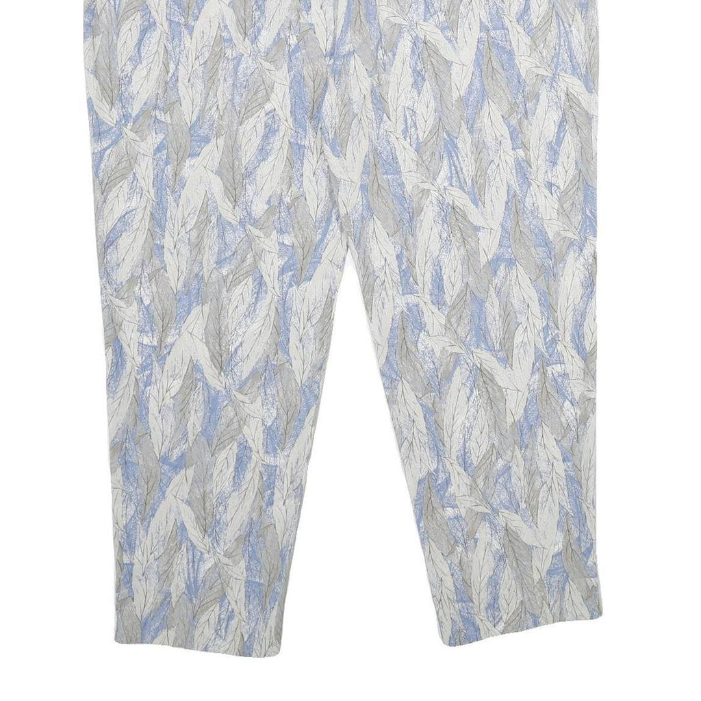 Womens Relaxed White & Light Blue Printed Casual Trousers W38 L27