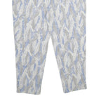 Womens Relaxed White & Light Blue Printed Casual Trousers W38 L27