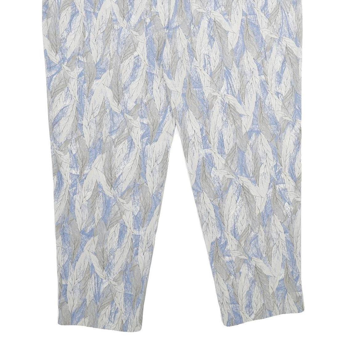 Womens Relaxed White & Light Blue Printed Casual Trousers W38 L27