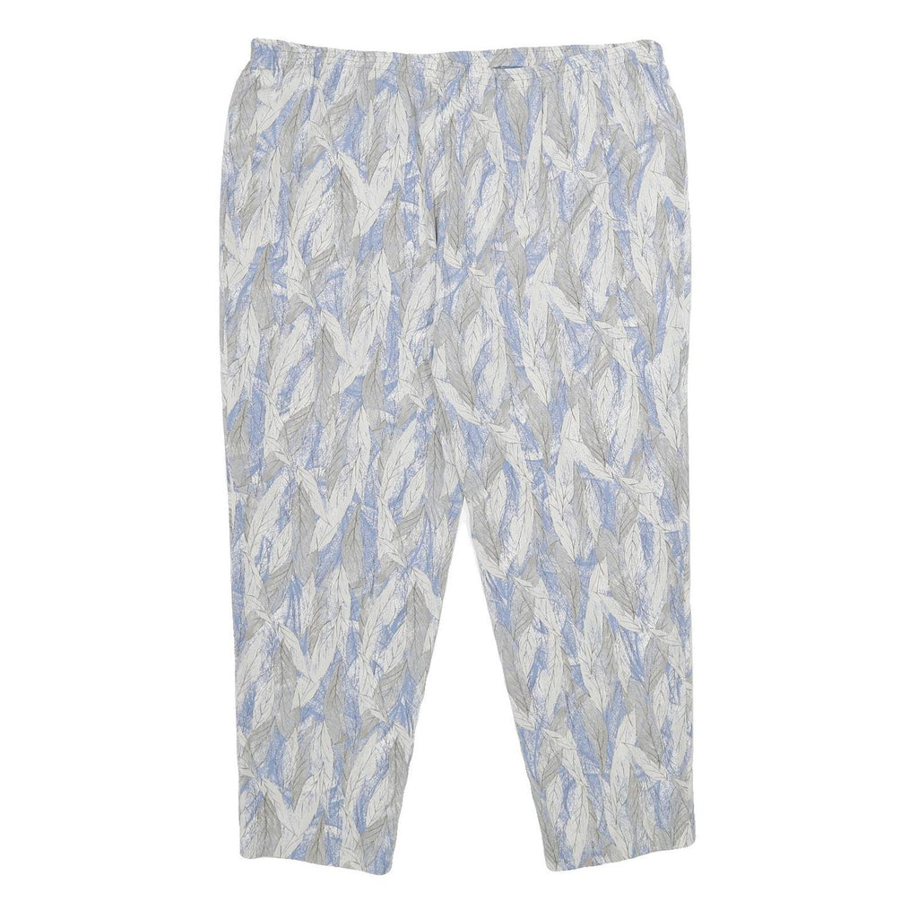 Womens Relaxed White & Light Blue Printed Casual Trousers W38 L27