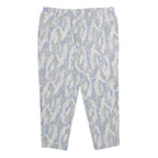 Womens Relaxed White & Light Blue Printed Casual Trousers W38 L27
