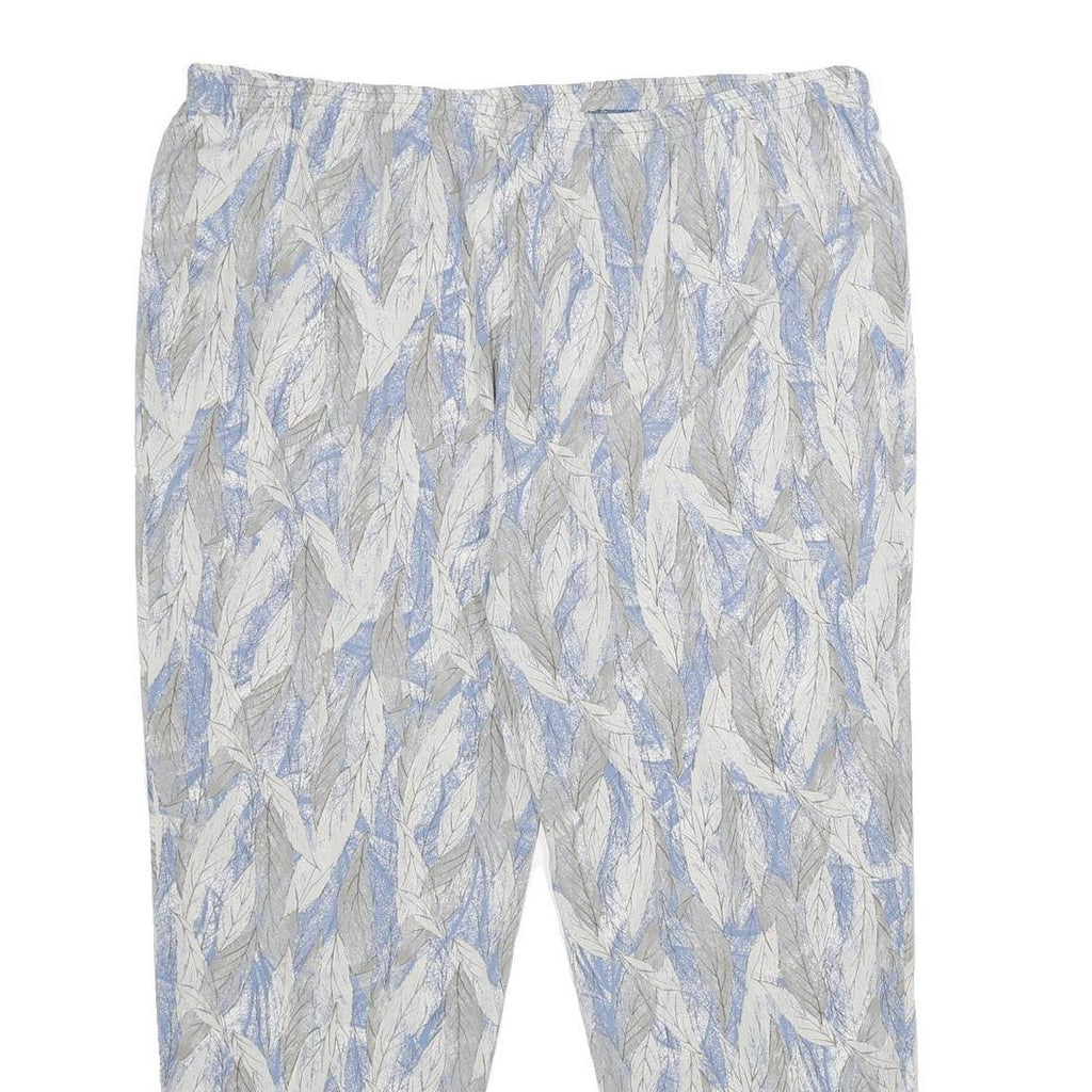 Womens Relaxed White & Light Blue Printed Casual Trousers W38 L27