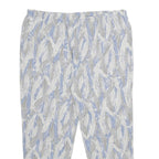 Womens Relaxed White & Light Blue Printed Casual Trousers W38 L27