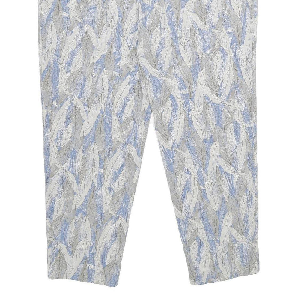 Womens Relaxed White & Light Blue Printed Casual Trousers W38 L27