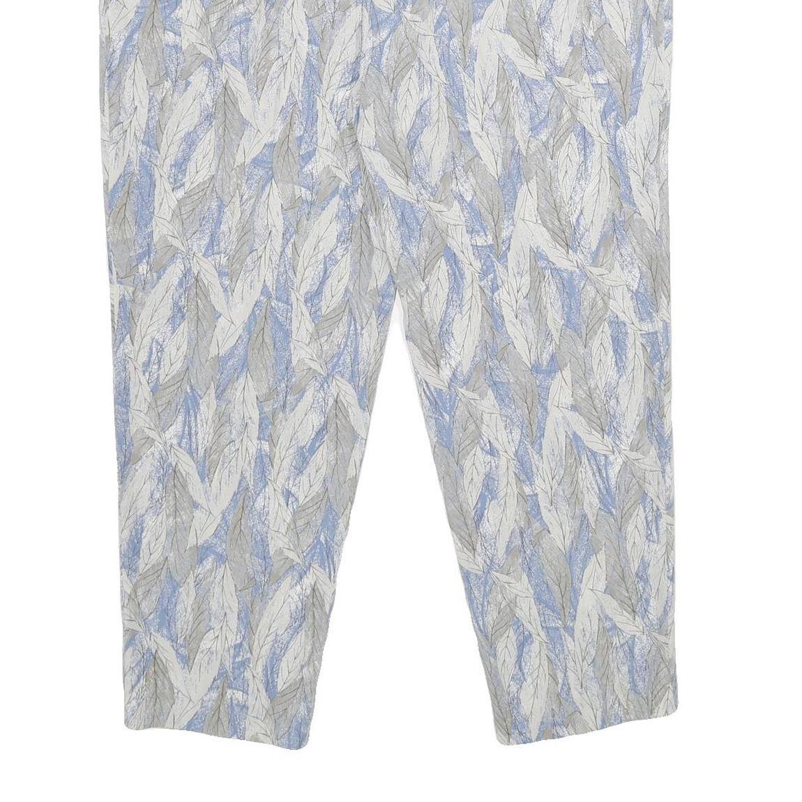 Womens Relaxed White & Light Blue Printed Casual Trousers W38 L27