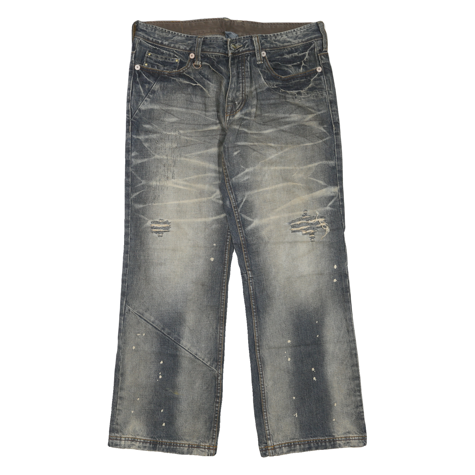 ARMANI EXCHANGE Mens Jeans Blue Regular Straight Denim Medium W34 L30 Distressed