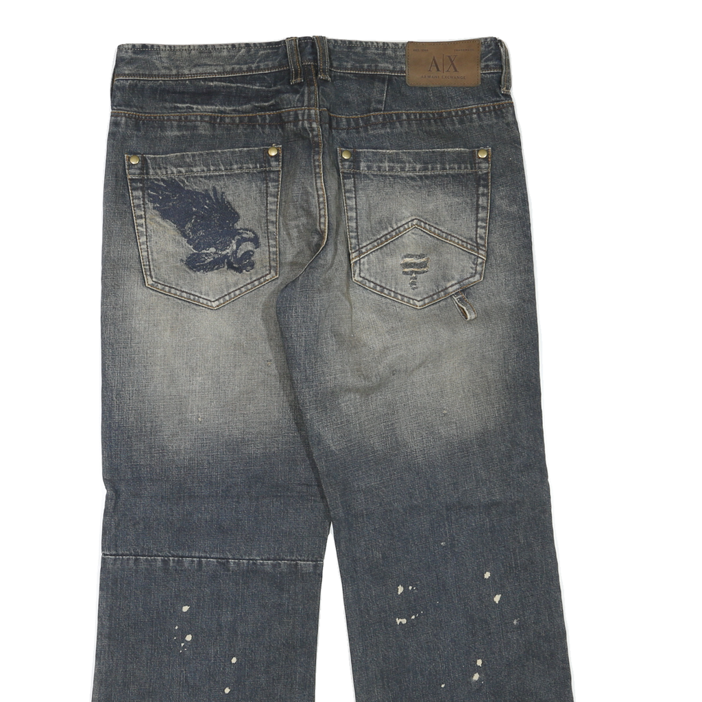 ARMANI EXCHANGE Mens Jeans Blue Regular Straight Denim Medium W34 L30 Distressed