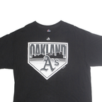 MAJESTIC Mens Black Oakland As T-Shirt 2XL Short Sleeve Crew Neck Cotton Blend