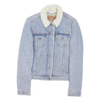LEVI'S Womens Blue Denim Sherpa Collar Jacket S Cotton Blend Button Casual
