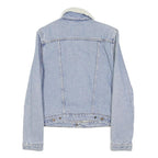 LEVI'S Womens Blue Denim Sherpa Collar Jacket S Cotton Blend Button Casual