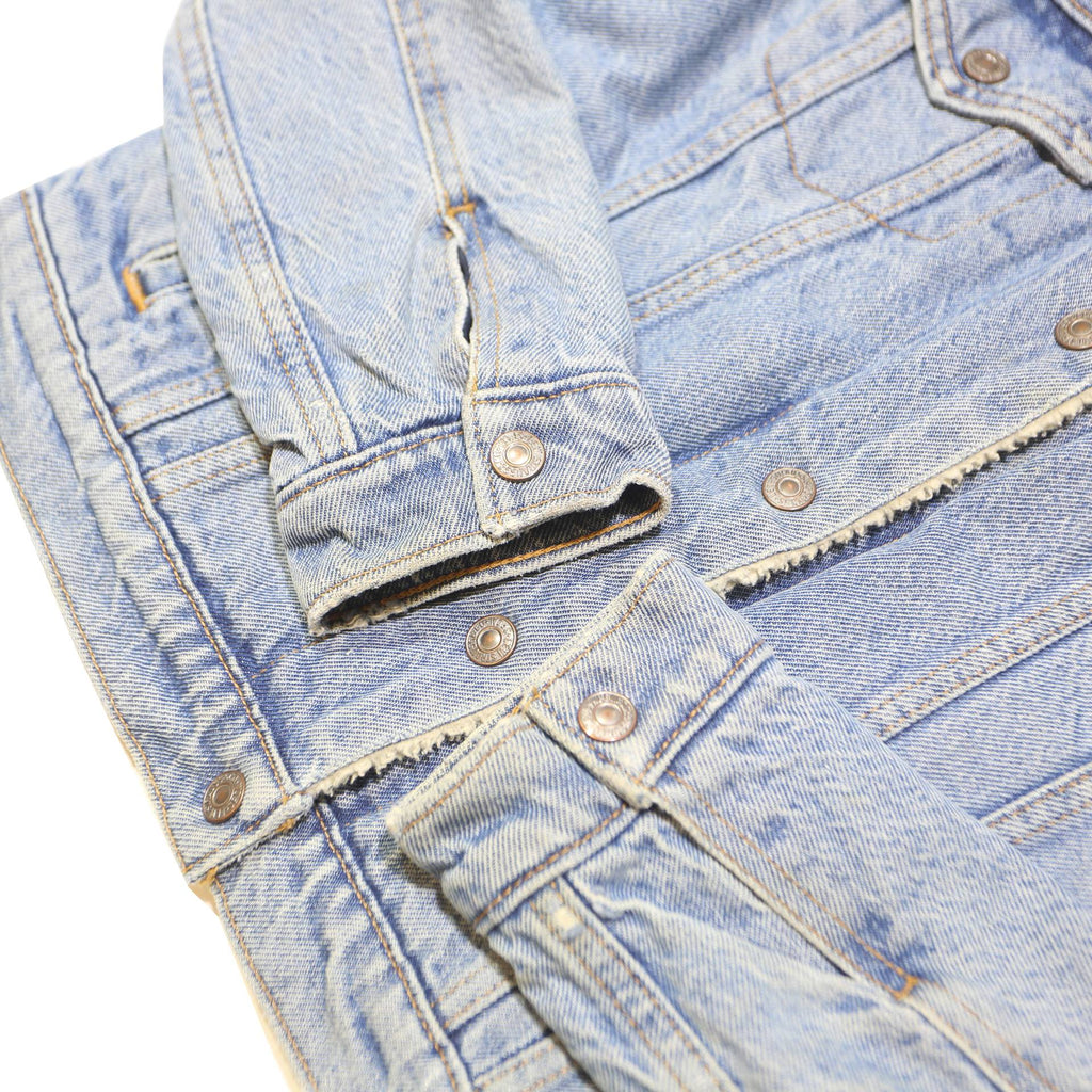 LEVI'S Womens Blue Denim Sherpa Collar Jacket S Cotton Blend Button Casual