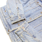 LEVI'S Womens Blue Denim Sherpa Collar Jacket S Cotton Blend Button Casual