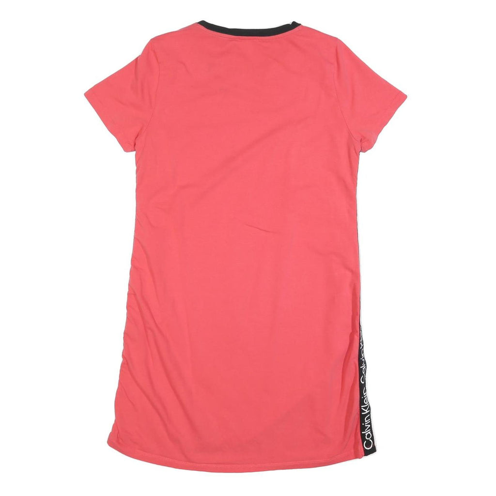 CALVIN KLEIN Womens Red & Black Cotton Blend Day Jersey Short Sleeve Dress L