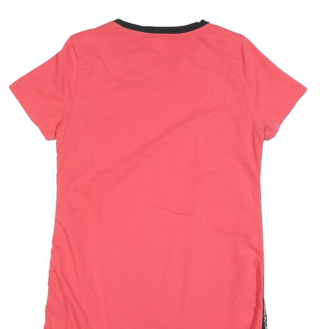 CALVIN KLEIN Womens Red & Black Cotton Blend Day Jersey Short Sleeve Dress L