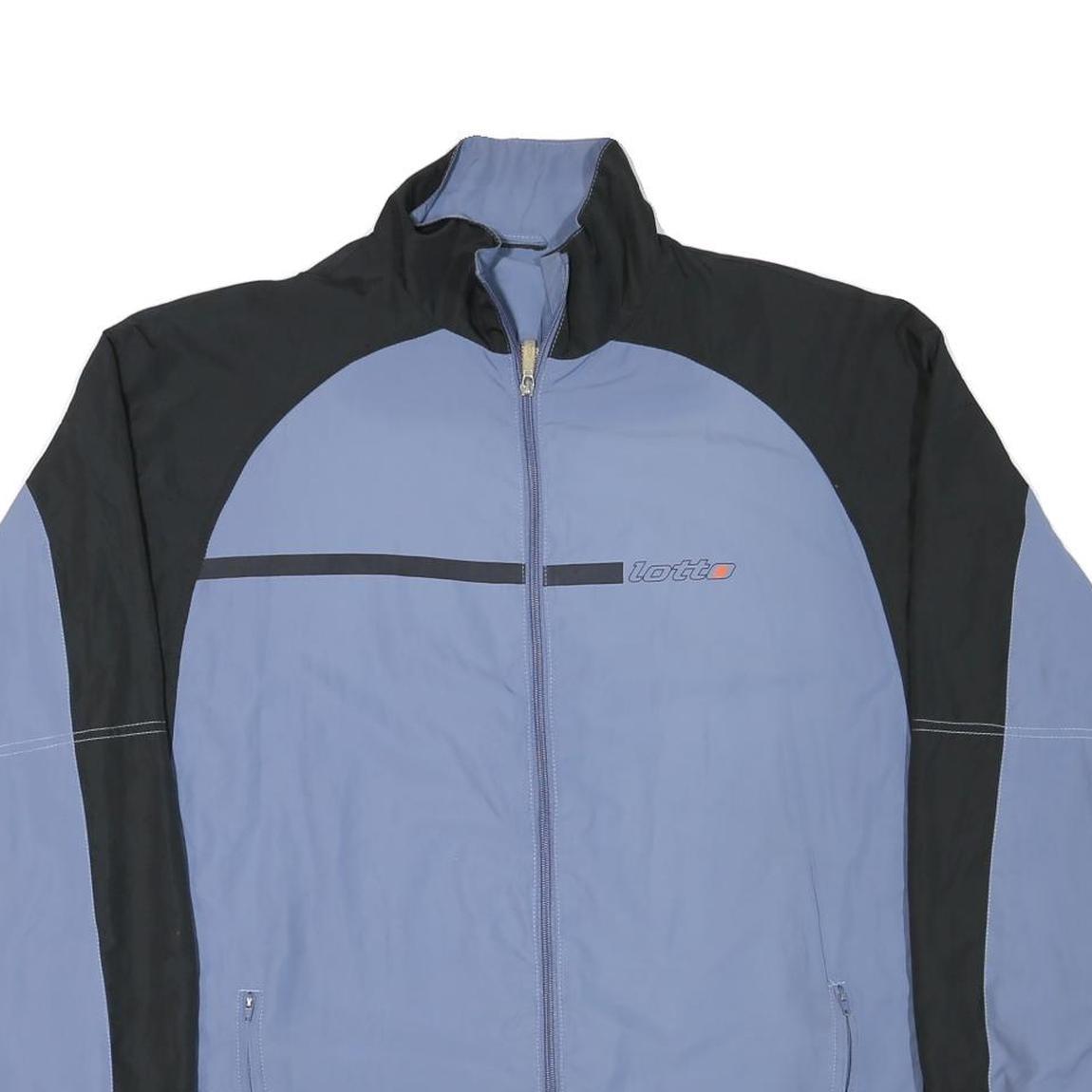 LOTTO Mens Blue & Black Zip Jacket XL Polyester Blend Plain Casual Sportswear