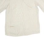 GERTRUD Womens Cream Printed Top Short Sleeve V Neck M Elegant Button Detail