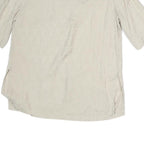 GERTRUD Womens Cream Printed Top Short Sleeve V Neck M Elegant Button Detail