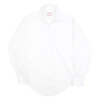 SEARS Mens White Plain Shirt M Classic Long Sleeve Button Collar Cotton Blend