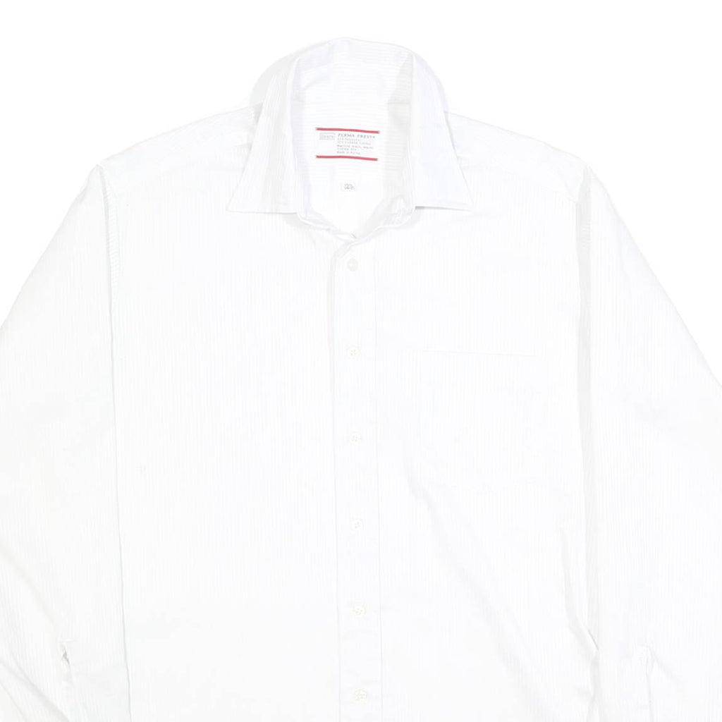 SEARS Mens White Plain Shirt M Classic Long Sleeve Button Collar Cotton Blend