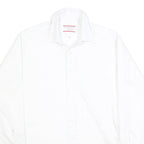 SEARS Mens White Plain Shirt M Classic Long Sleeve Button Collar Cotton Blend