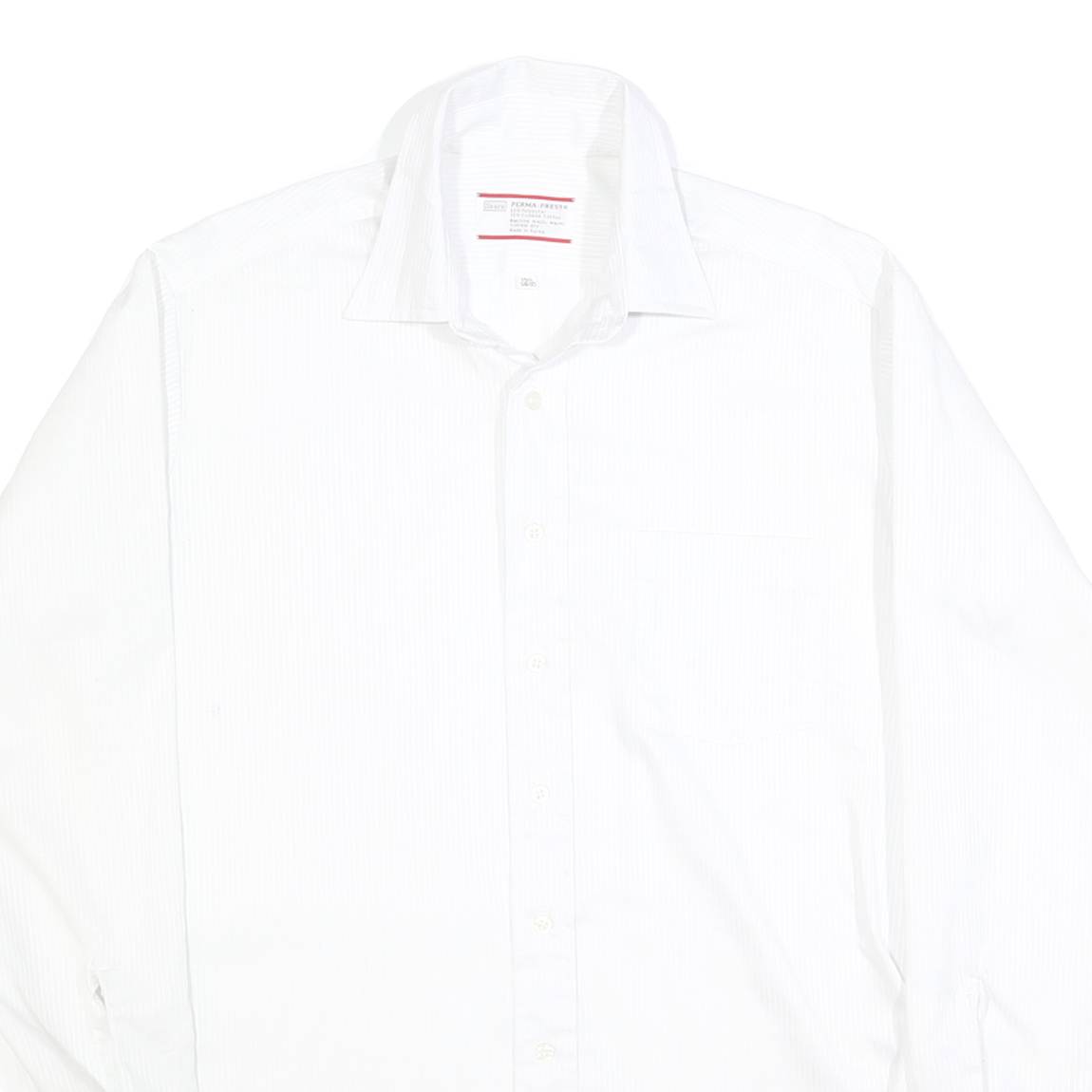 SEARS Mens White Plain Shirt M Classic Long Sleeve Button Collar Cotton Blend