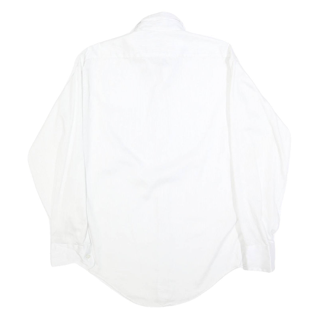 SEARS Mens White Plain Shirt M Classic Long Sleeve Button Collar Cotton Blend