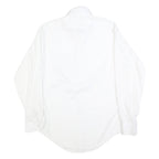 SEARS Mens White Plain Shirt M Classic Long Sleeve Button Collar Cotton Blend