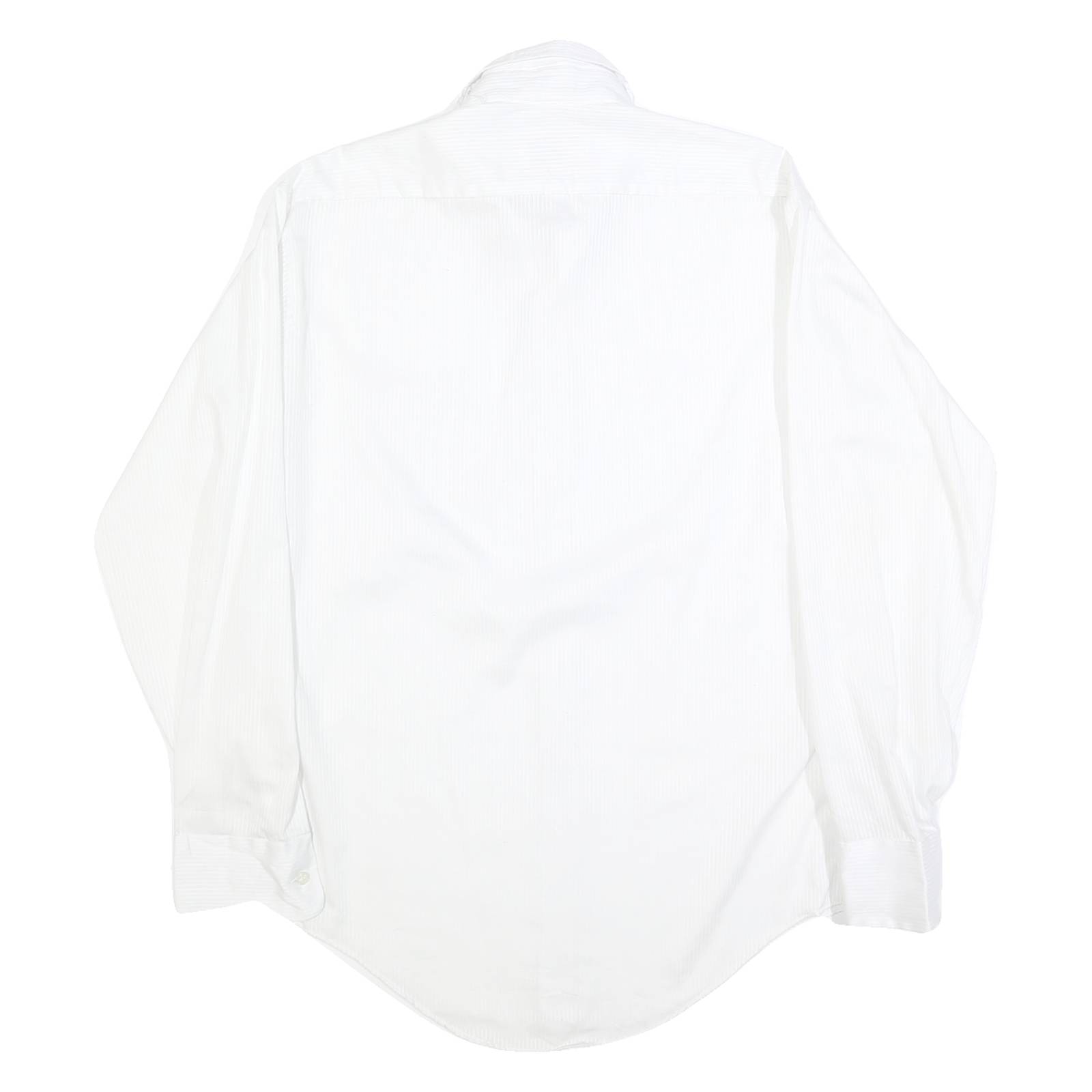 SEARS Mens White Plain Shirt M Classic Long Sleeve Button Collar Cotton Blend